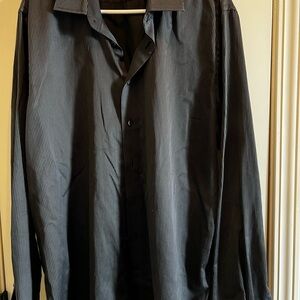 Elegant Black Pinstripe Men's Dress Shirt